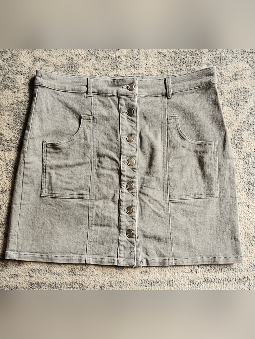 Altar'd State Beige Button-Front Pencil Skirt